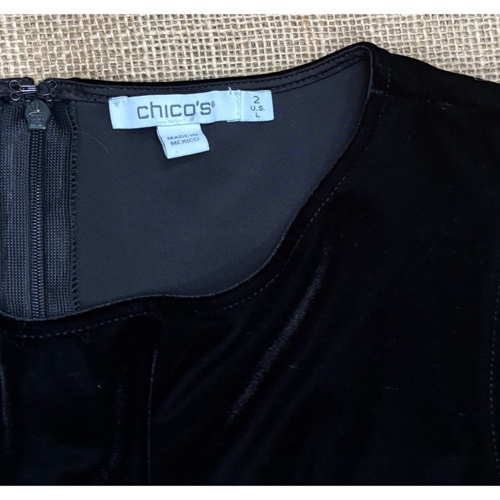 Chicos Black Velvet Sleeveless Jumpsuit Size Large Goth Core Whimsigoth Neutral - Picture 2 of 4